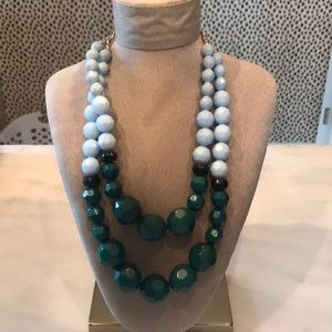 Turquoise, Green, and Black Beaded Necklace